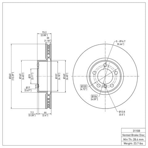 Disc Brake Rotor Dynamic Friction 600-31108