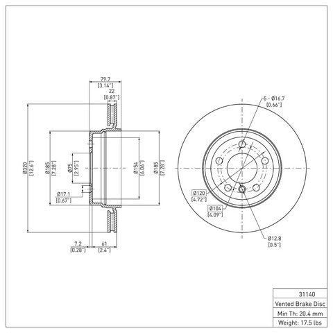 Disc Brake Rotor Dynamic Friction 600-31140