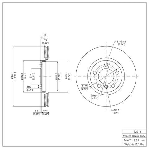 Disc Brake Rotor Dynamic Friction 600-32011