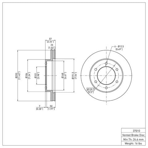 Disc Brake Rotor Dynamic Friction 600-37010