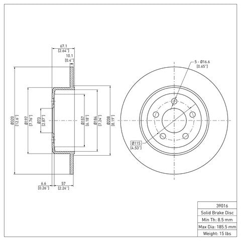 Disc Brake Rotor Dynamic Friction 600-39016