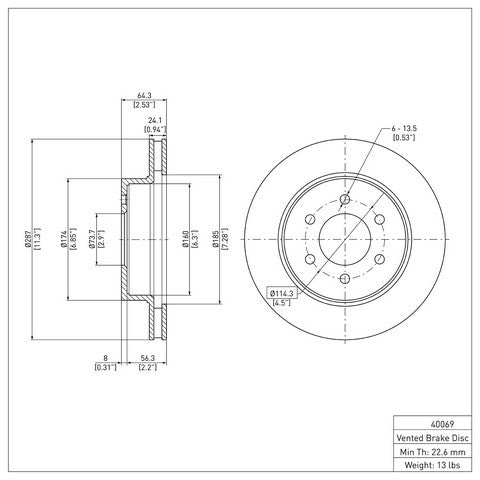 Disc Brake Rotor Dynamic Friction 600-40069