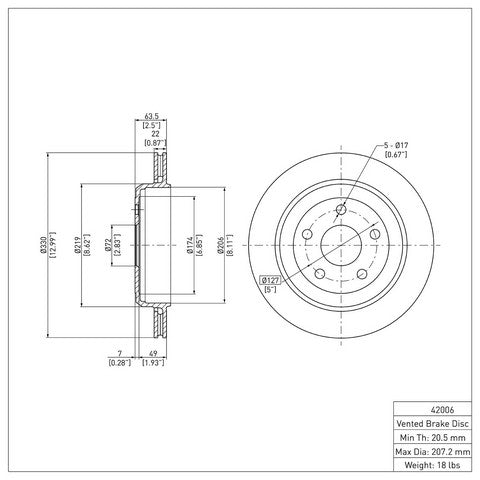 Disc Brake Rotor Dynamic Friction 600-42006