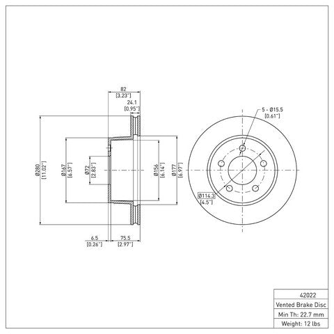 Disc Brake Rotor Dynamic Friction 600-42022