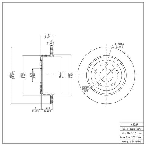 Disc Brake Rotor Dynamic Friction 600-42029