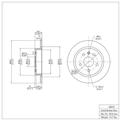 Disc Brake Rotor Dynamic Friction 600-45015