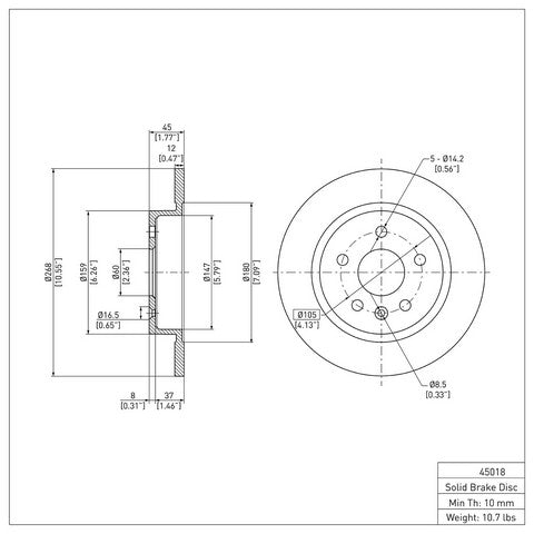 Disc Brake Rotor Dynamic Friction 600-45018