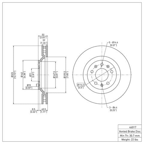 Disc Brake Rotor Dynamic Friction 600-46017