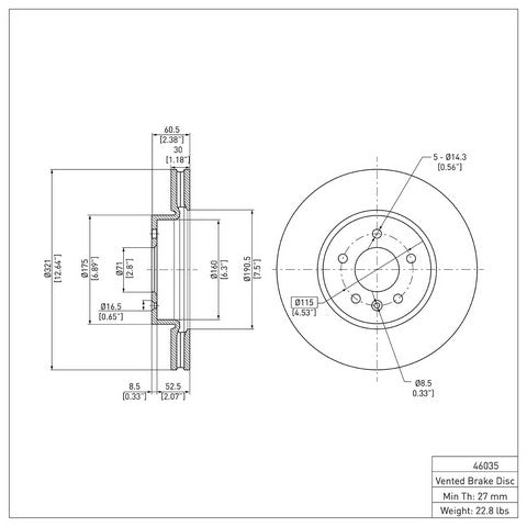 Disc Brake Rotor Dynamic Friction 600-46035