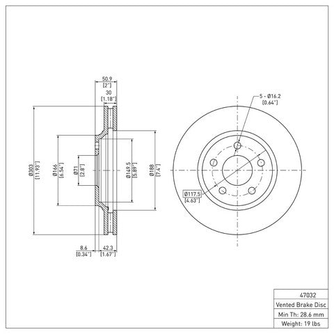 Disc Brake Rotor Dynamic Friction 600-47032