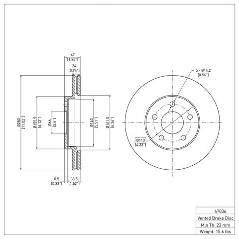 Disc Brake Rotor Dynamic Friction 600-47036