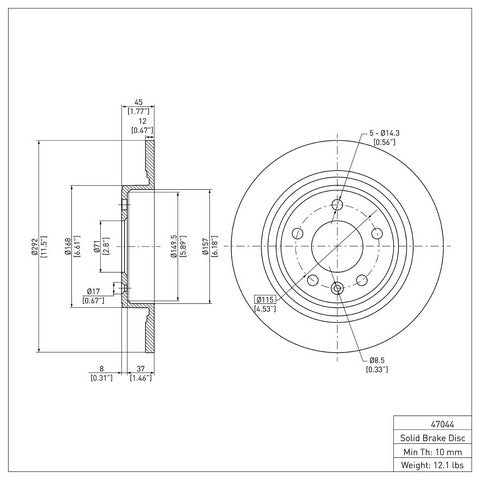 Disc Brake Rotor Dynamic Friction 600-47044