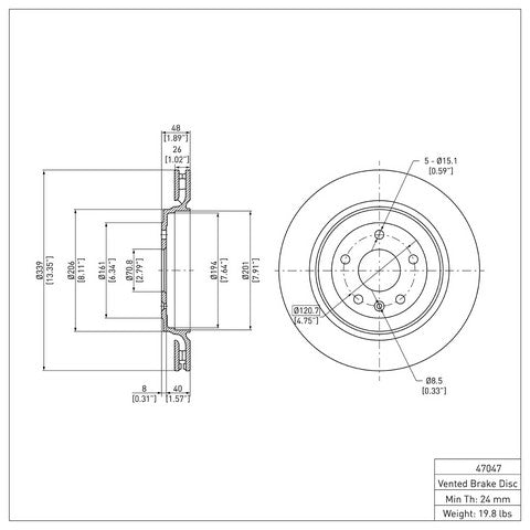 Disc Brake Rotor Dynamic Friction 600-47047
