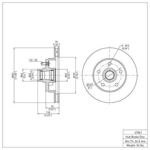 Disc Brake Rotor Dynamic Friction 600-47061