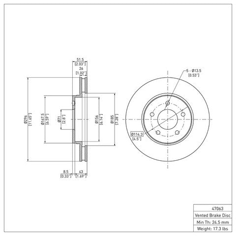 Disc Brake Rotor Dynamic Friction 600-47063