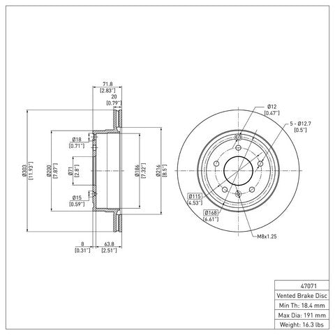 Disc Brake Rotor Dynamic Friction 600-47071