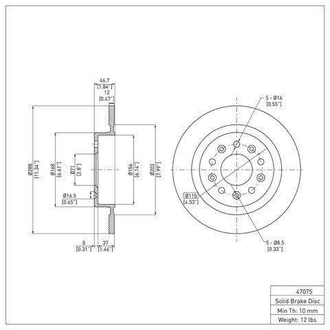 Disc Brake Rotor Dynamic Friction 600-47075