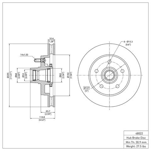 Disc Brake Rotor Dynamic Friction 600-48022