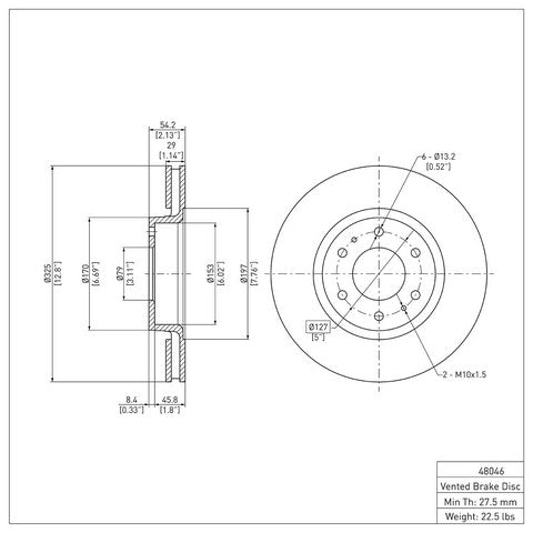 Disc Brake Rotor Dynamic Friction 600-48046