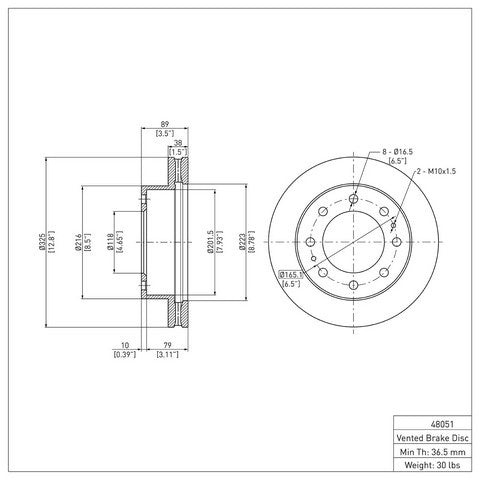 Disc Brake Rotor Dynamic Friction 600-48051