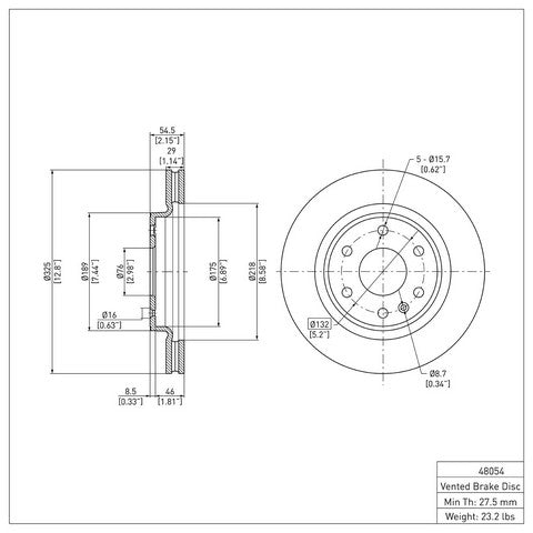 Disc Brake Rotor Dynamic Friction 600-48054