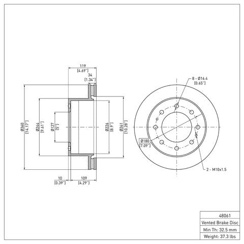 Disc Brake Rotor Dynamic Friction 600-48061