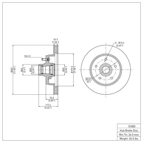 Disc Brake Rotor Dynamic Friction 600-51000