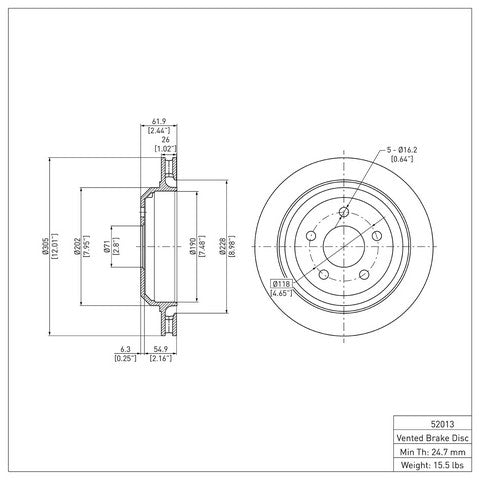 Disc Brake Rotor Dynamic Friction 600-52013