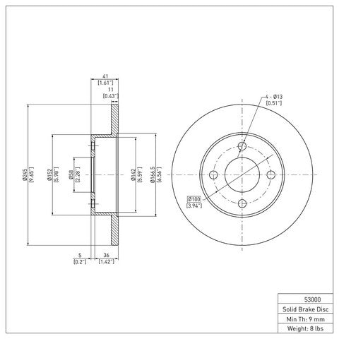 Disc Brake Rotor Dynamic Friction 600-53000