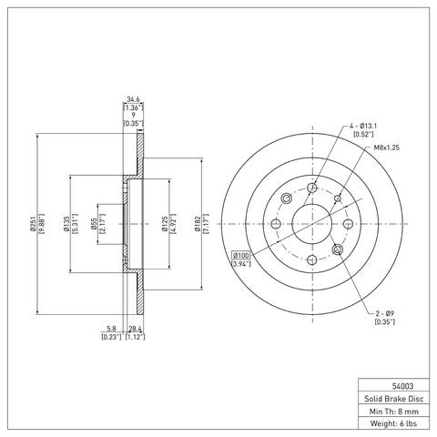 Disc Brake Rotor Dynamic Friction 600-54003