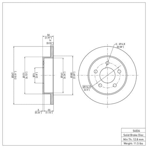 Disc Brake Rotor Dynamic Friction 600-54034