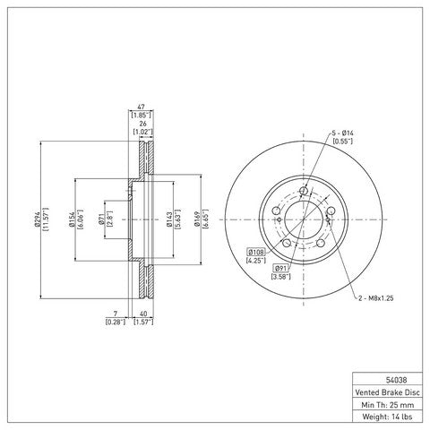 Disc Brake Rotor Dynamic Friction 600-54038