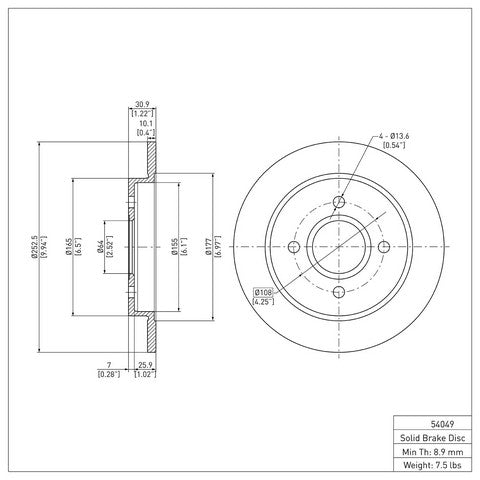 Disc Brake Rotor Dynamic Friction 600-54049