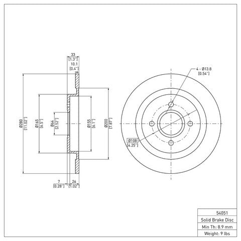 Disc Brake Rotor Dynamic Friction 600-54051