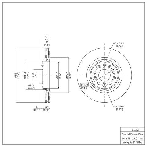 Disc Brake Rotor Dynamic Friction 600-54052