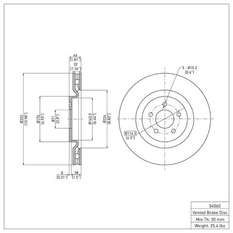 Disc Brake Rotor Dynamic Friction 600-54060