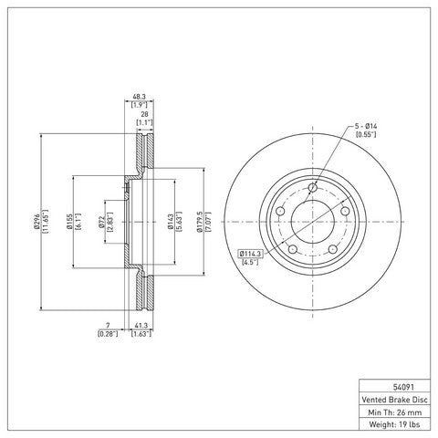 Disc Brake Rotor Dynamic Friction 600-54091
