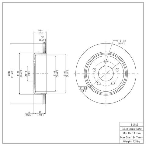 Disc Brake Rotor Dynamic Friction 600-54142