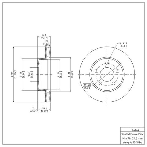 Disc Brake Rotor Dynamic Friction 600-54144