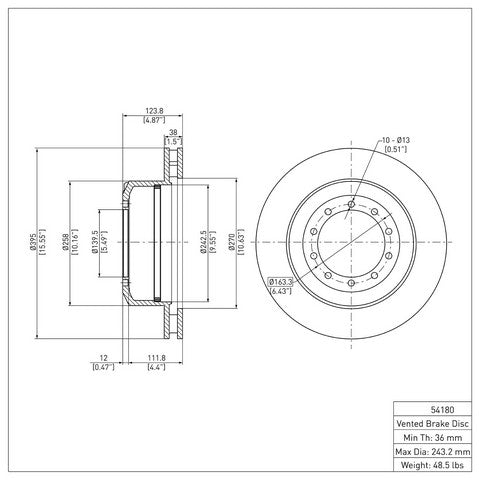 Disc Brake Rotor Dynamic Friction 600-54180