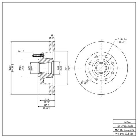 Disc Brake Rotor Dynamic Friction 600-54224