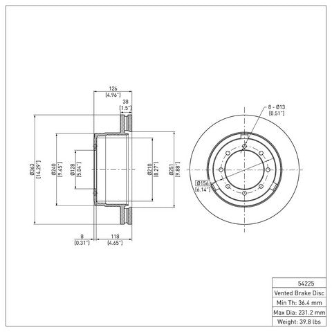 Disc Brake Rotor Dynamic Friction 600-54225