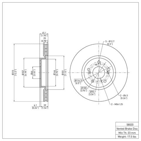 Disc Brake Rotor Dynamic Friction 600-58020
