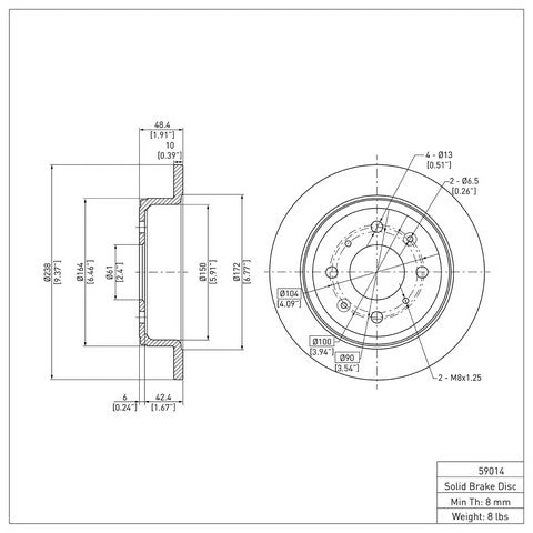 Disc Brake Rotor Dynamic Friction 600-59014