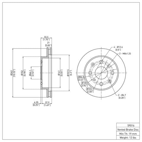 Disc Brake Rotor Dynamic Friction 600-59016