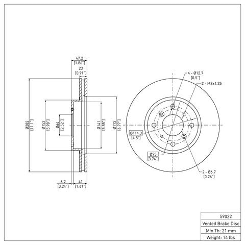 Disc Brake Rotor Dynamic Friction 600-59022