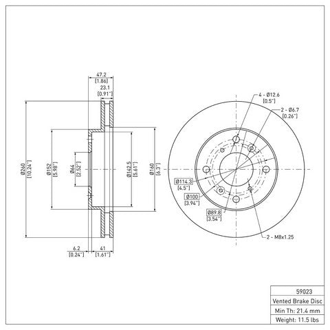 Disc Brake Rotor Dynamic Friction 600-59023