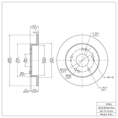 Disc Brake Rotor Dynamic Friction 600-59024