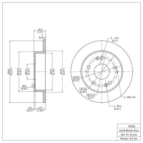 Disc Brake Rotor Dynamic Friction 600-59026