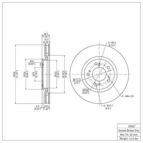 Disc Brake Rotor Dynamic Friction 600-59027